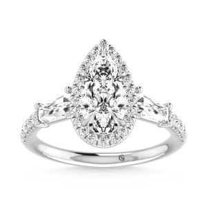 14K White Gold Lab Grown Diamond 2 1/2 Ct.Tw. Elongated Pear Engagement Ring