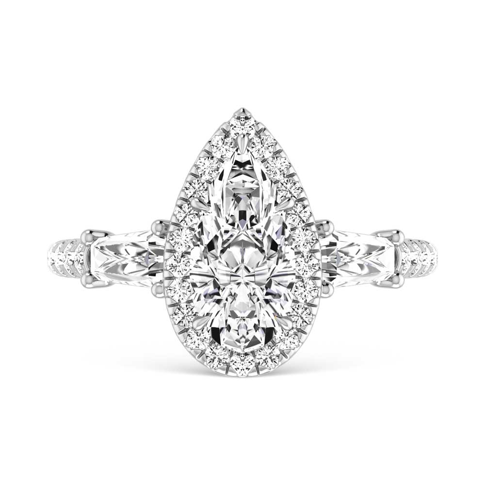 14K White Gold Lab Grown Diamond 2 1/2 Ct.Tw. Elongated Pear Engagement Ring
