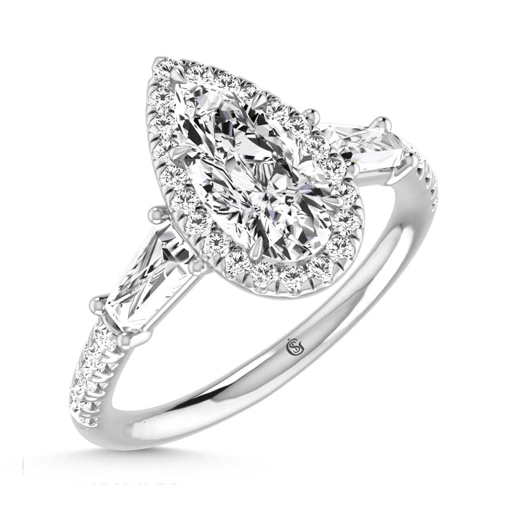 14K White Gold Lab Grown Diamond 2 1/2 Ct.Tw. Elongated Pear Engagement Ring
