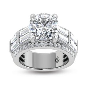14K White Gold Lab Grown Diamond 8 1/6 Ct.Tw. Engagement Ring (IGI Certified Center 5ct)