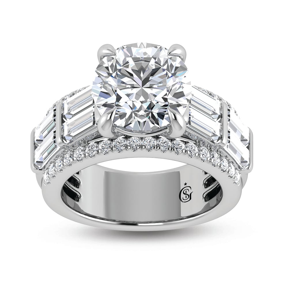 14K White Gold Lab Grown Diamond 8 1/6 Ct.Tw. Engagement Ring (IGI Certified Center 5ct)