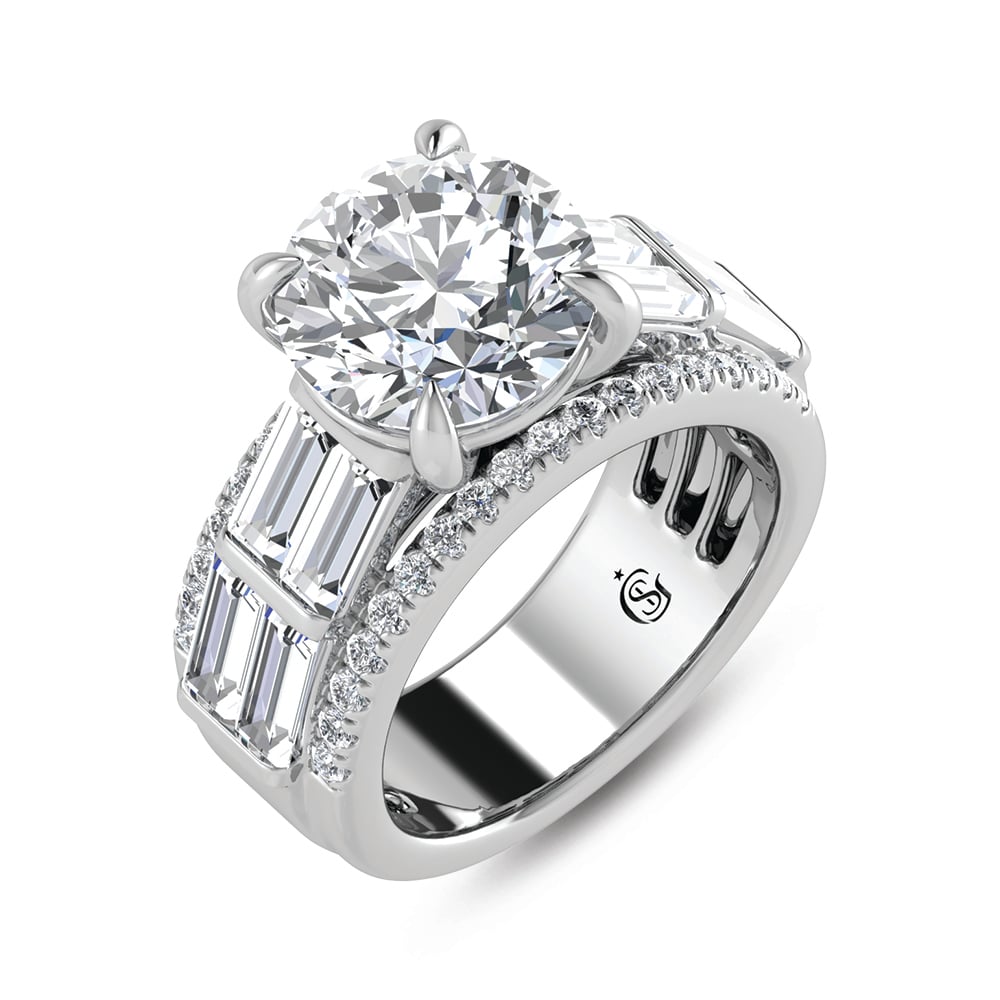 14K White Gold Lab Grown Diamond 8 1/6 Ct.Tw. Engagement Ring (IGI Certified Center 5ct)