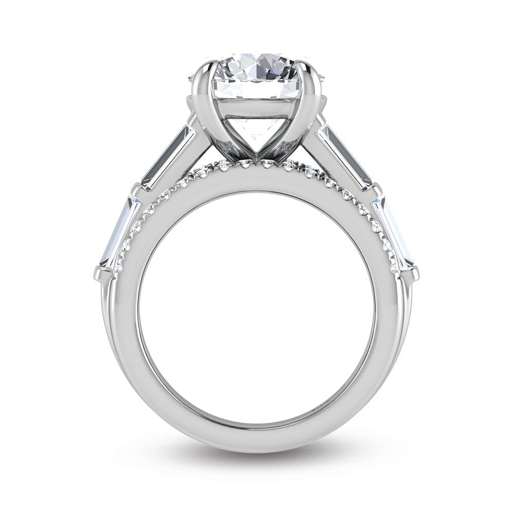 14K White Gold Lab Grown Diamond 8 1/6 Ct.Tw. Engagement Ring (IGI Certified Center 5ct)