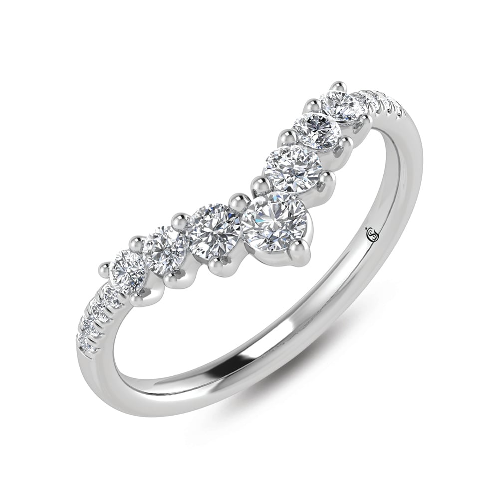 14K White Gold Lab Grown Diamond 3/8 Ct.Tw. Chevron Band