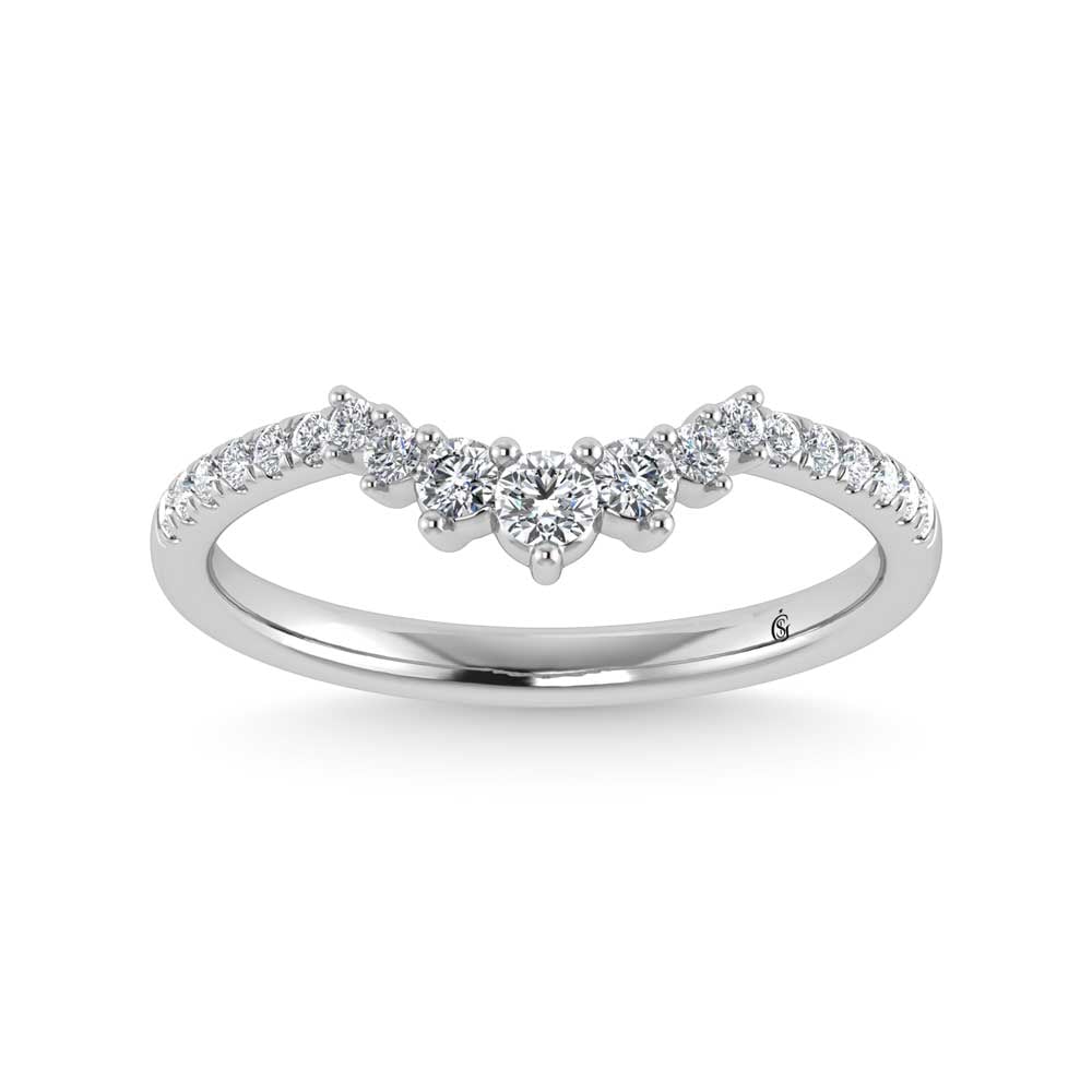 14K White Gold Lab Grown Diamond 1/4 Ct.Tw. Chevron Band