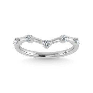14K White Gold Lab Grown Diamond 1/6 Ct.Tw. Chevron Band