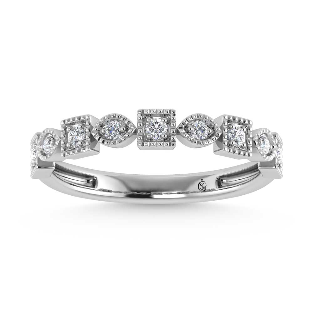 10K White Gold Lab Grown Diamond 1/6 Ct.Tw. Stack Band