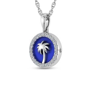 Sterling Silver 1/6 Ct.Tw. Lab Grown Diamond Sea Of Life palm Tree Pendant