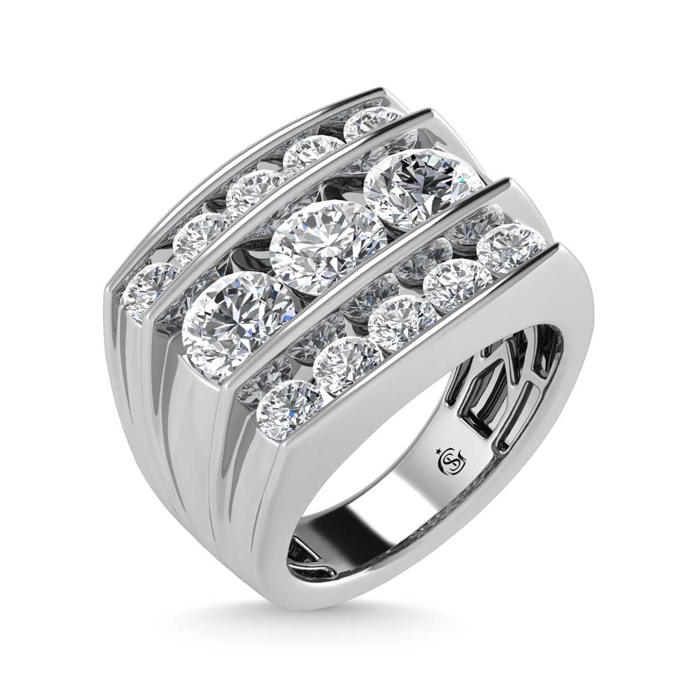 14K White Gold Lab Grown Diamond 5 Ct.Tw. Mens Fashion Ring