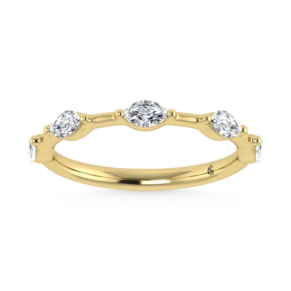 14K Yellow Gold Lab Grown Diamond 1/3 Ct.Tw. Marquise Shape Stackable Band