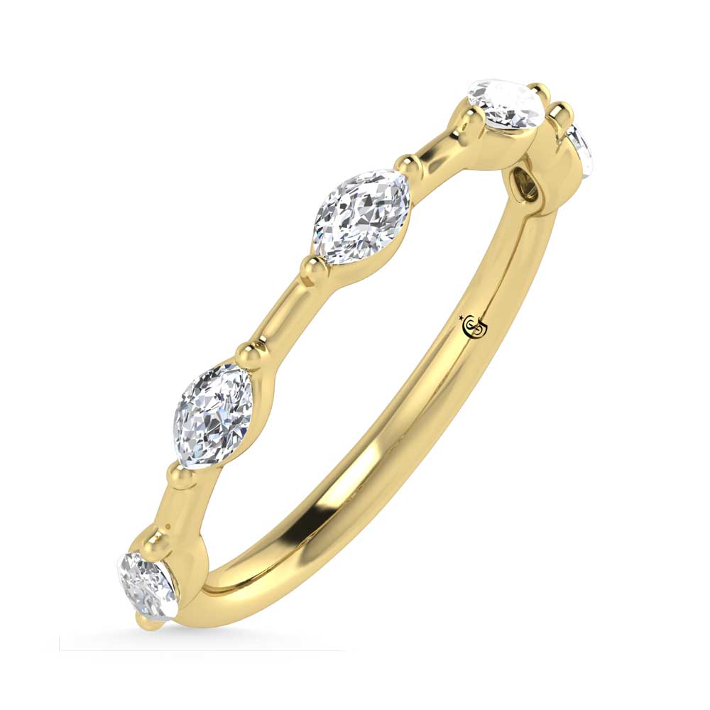 14K Yellow Gold Lab Grown Diamond 1/3 Ct.Tw. Marquise Shape Stackable Band