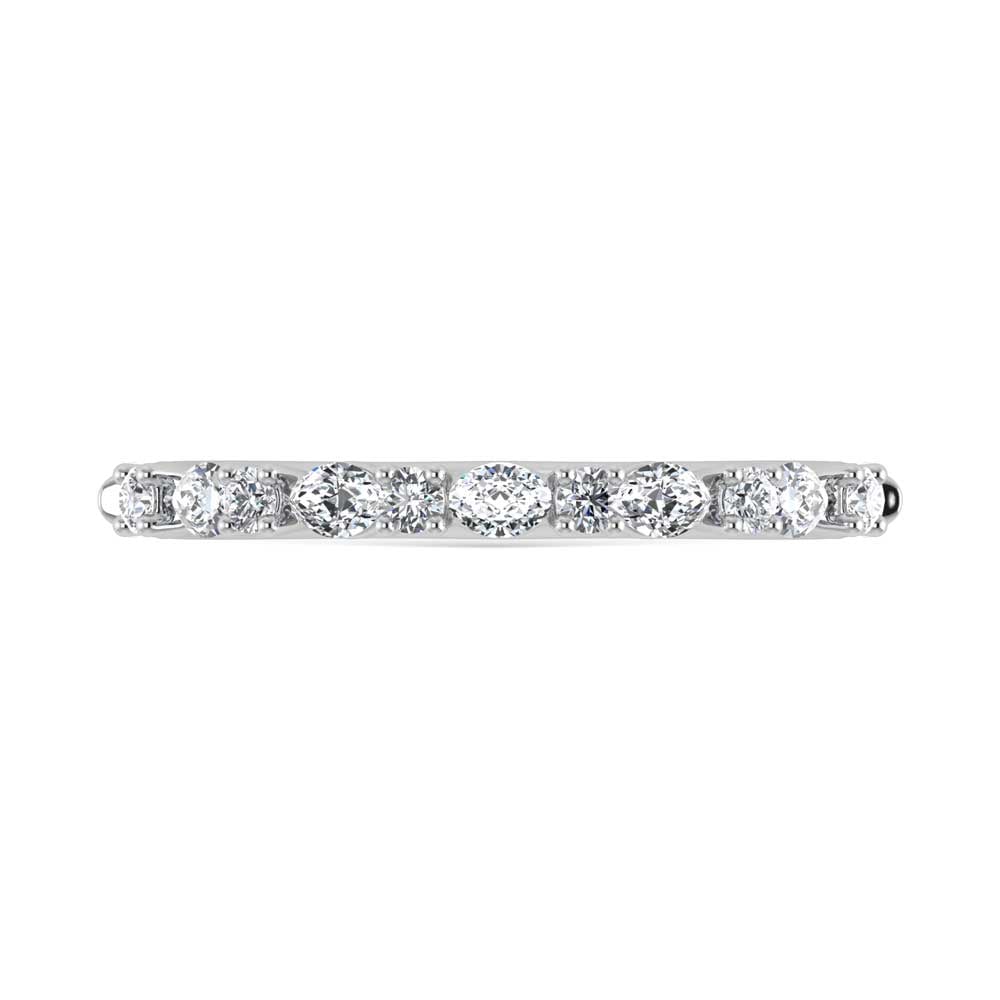 14K White Gold Lab Grown Diamond 5/8 Ct.Tw. Marquise and Round Stackable Band