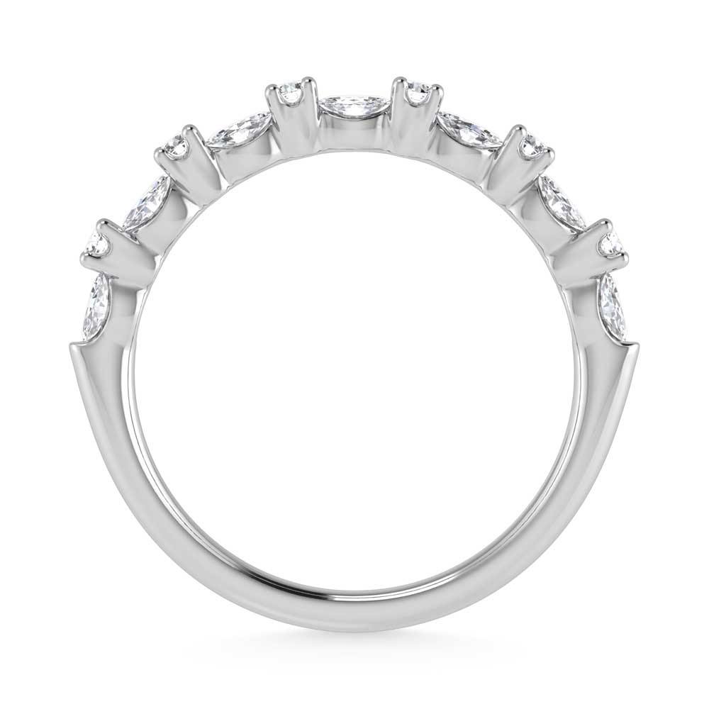 14K White Gold Lab Grown Diamond 5/8 Ct.Tw. Marquise and Round Stackable Band