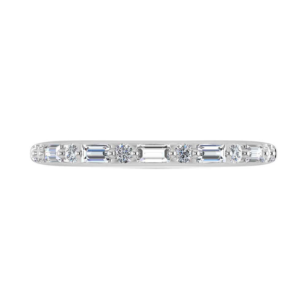 14K White Gold Lab Grown Diamond 1/4 Ct.Tw. Single Prong Set Round and Baguette Stackable Band