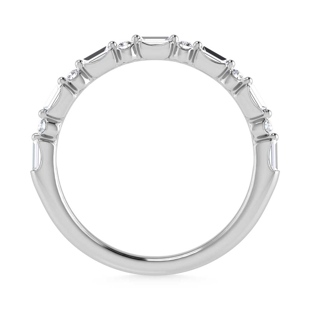 14K White Gold Lab Grown Diamond 1/4 Ct.Tw. Single Prong Set Round and Baguette Stackable Band