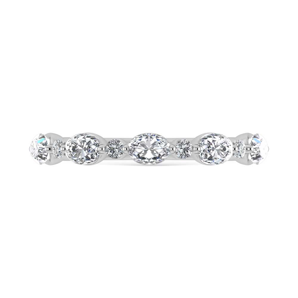 14K White Gold Lab Grown Diamond 5/8 Ct.Tw. Marquise and Round Shared Prong Set Stackable Band