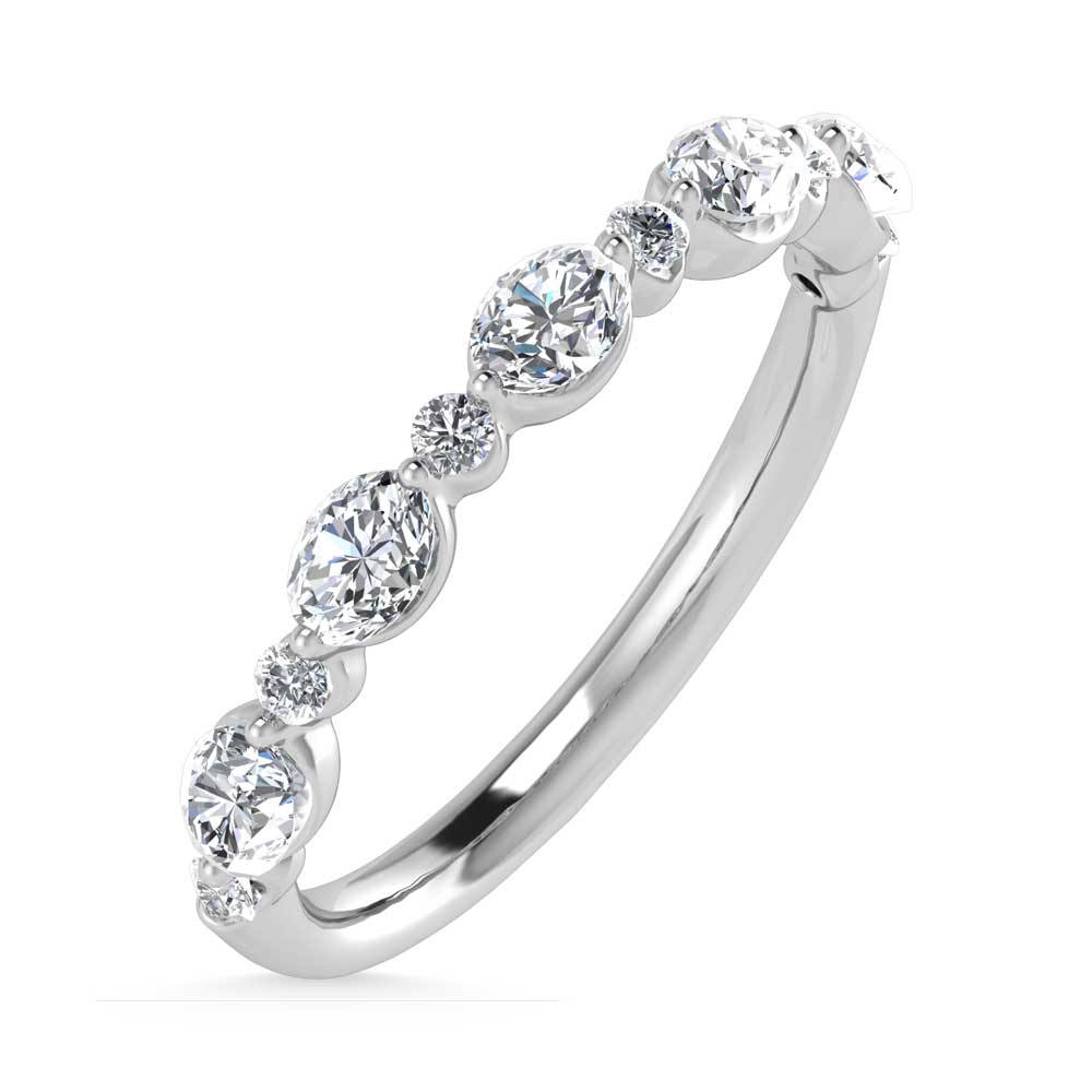 14K White Gold Lab Grown Diamond 5/8 Ct.Tw. Marquise and Round Shared Prong Set Stackable Band
