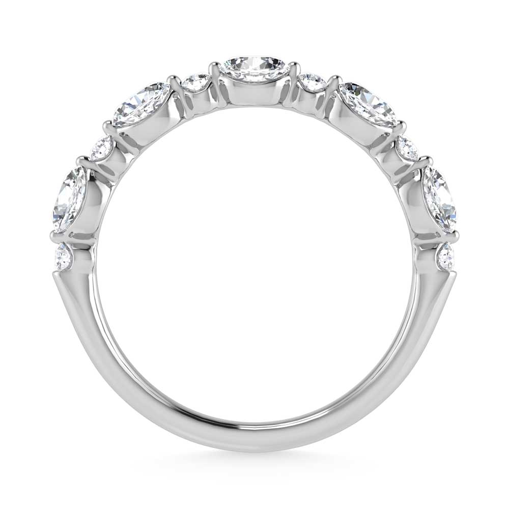 14K White Gold Lab Grown Diamond 5/8 Ct.Tw. Marquise and Round Shared Prong Set Stackable Band