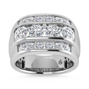 14K White Gold  5 Ct.Tw. Lab Grown Diamond Channel Set Mens Ring