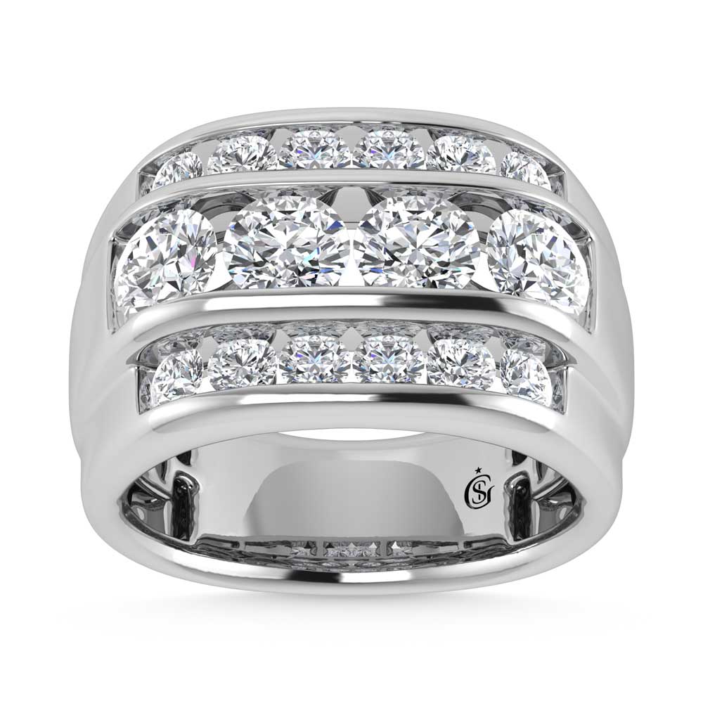 14K White Gold 5 Ct.Tw. Lab Grown Diamond Channel Set Mens Ring