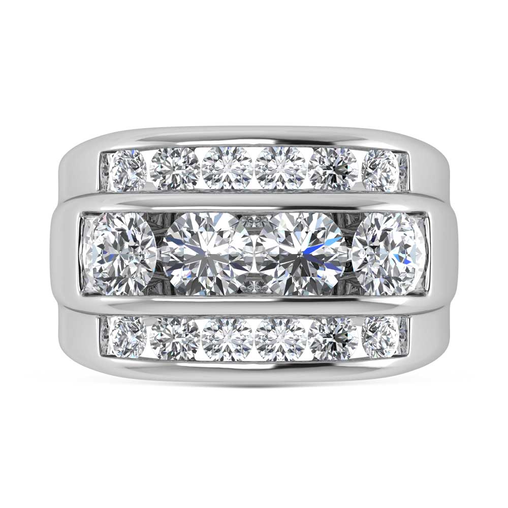 14K White Gold 5 Ct.Tw. Lab Grown Diamond Channel Set Mens Ring