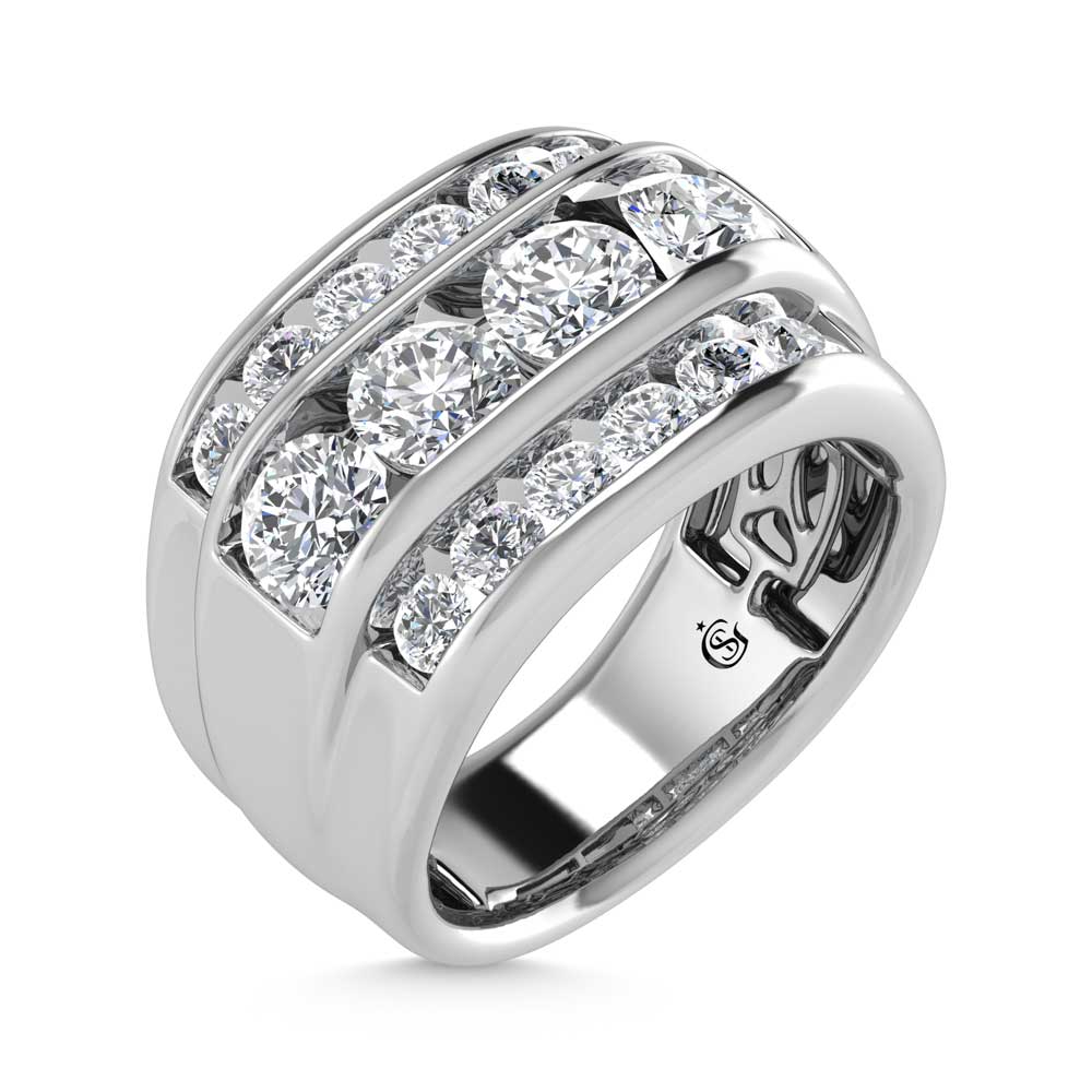14K White Gold 5 Ct.Tw. Lab Grown Diamond Channel Set Mens Ring