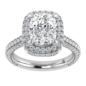 14K White Gold Lab Grown Diamond 6 1/2 Ct.Tw. Elongated Cushion Engagement Ring