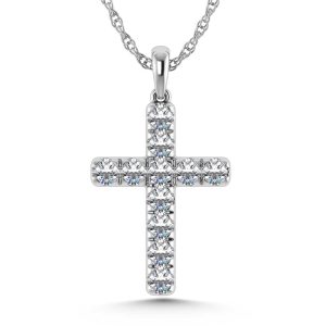 14K White Gold Lab Grown Diamond 3/4 Ct.Tw. Cross Pendant