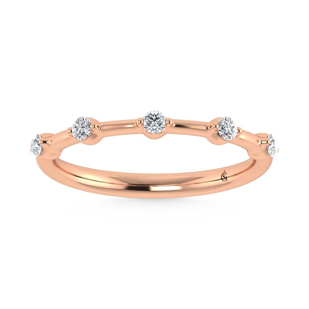 14K Rose Gold Lab Grown Diamond 1/8 Ct.Tw. Stackable Band