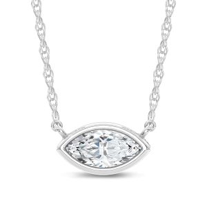 14K White Gold Lab Grown Diamond 1/2 Ct.Tw. Marquise Shape Solitaire Necklace – 16 inches