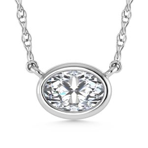 14K White Gold Lab Grown Diamond 1/2 Ct.Tw. Oval Shape Solitaire Necklace – 16 inches