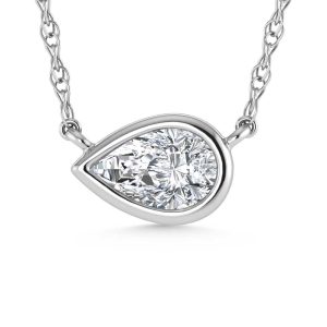 14K White Gold Lab Grown Diamond 1/2 Ct.Tw. Pear Shape Solitaire Necklace – 16 inches