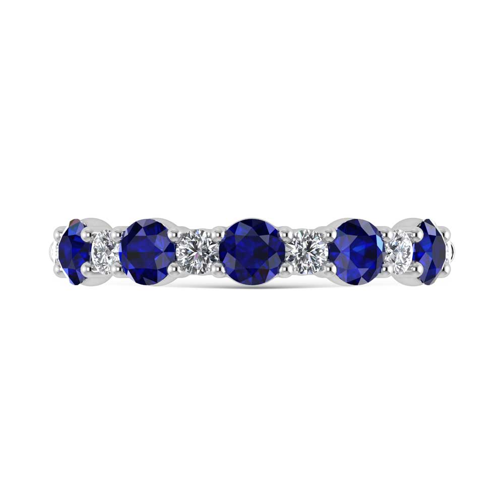 14K White Gold 1 1/8 Ct.Tw. Alternate White and Blue Lab Grown Diamond Band