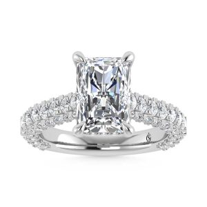 14K White Gold Lab Grown Diamond 4 1/5 Ct.Tw. Radiant Shape Engagement Ring (IGI Certified Center 3ct)