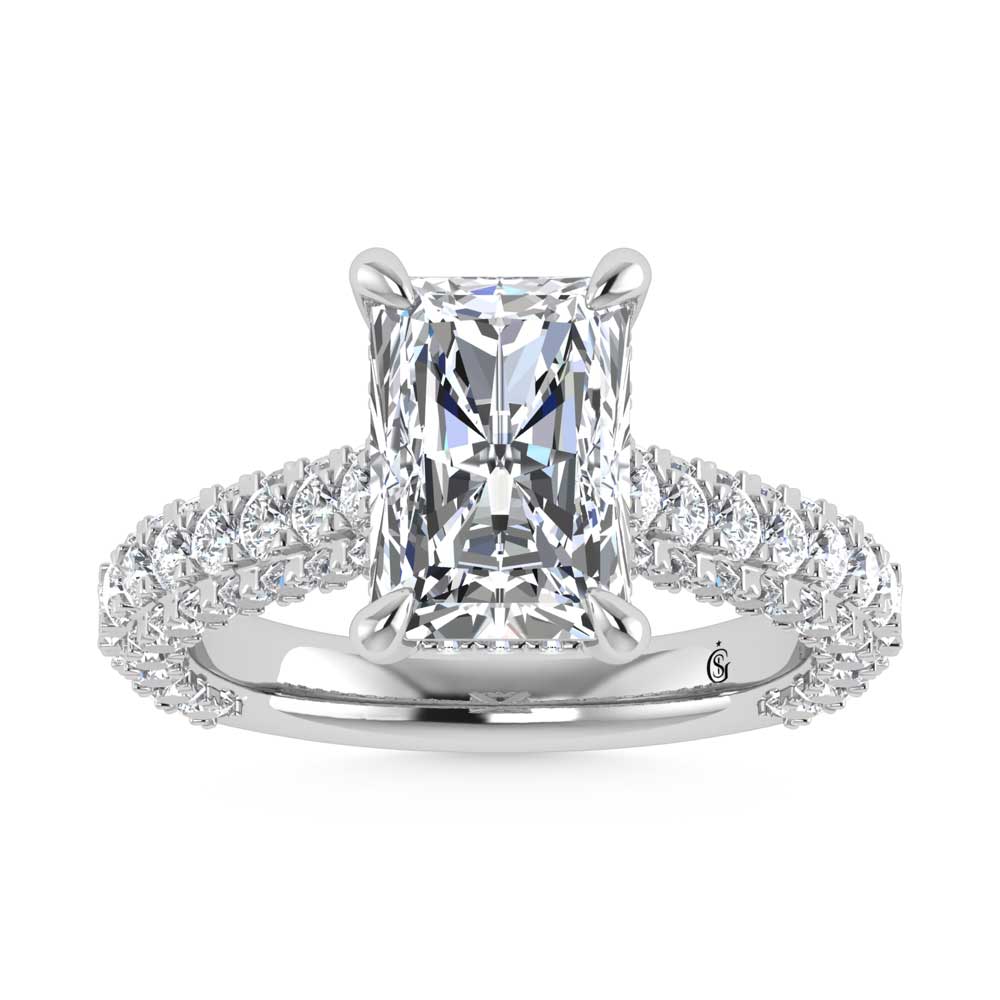 14K White Gold Lab Grown Diamond 4 1/5 Ct.Tw. Radiant Shape Engagement Ring (IGI Certified Center 3ct)