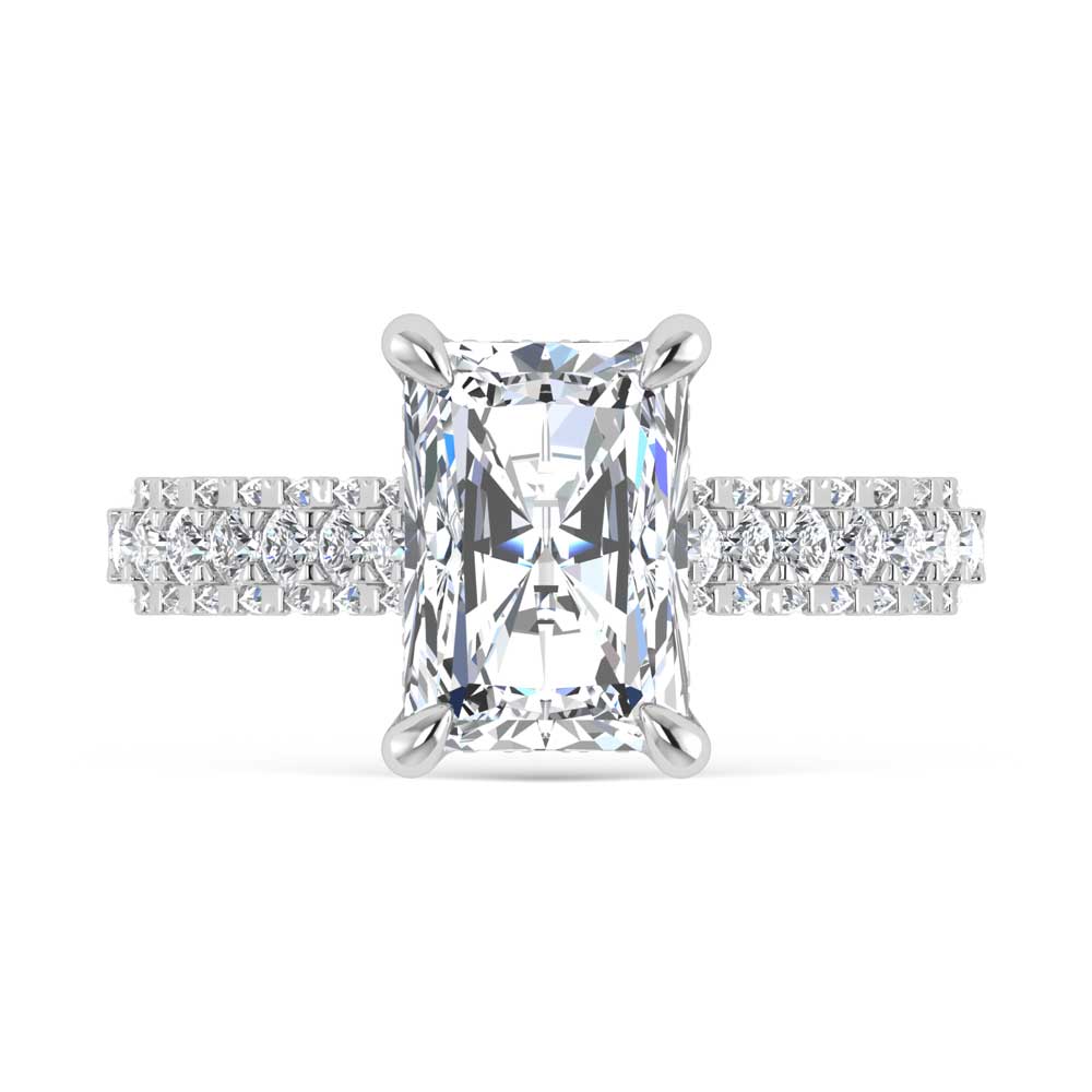 14K White Gold Lab Grown Diamond 4 1/5 Ct.Tw. Radiant Shape Engagement Ring (IGI Certified Center 3ct)