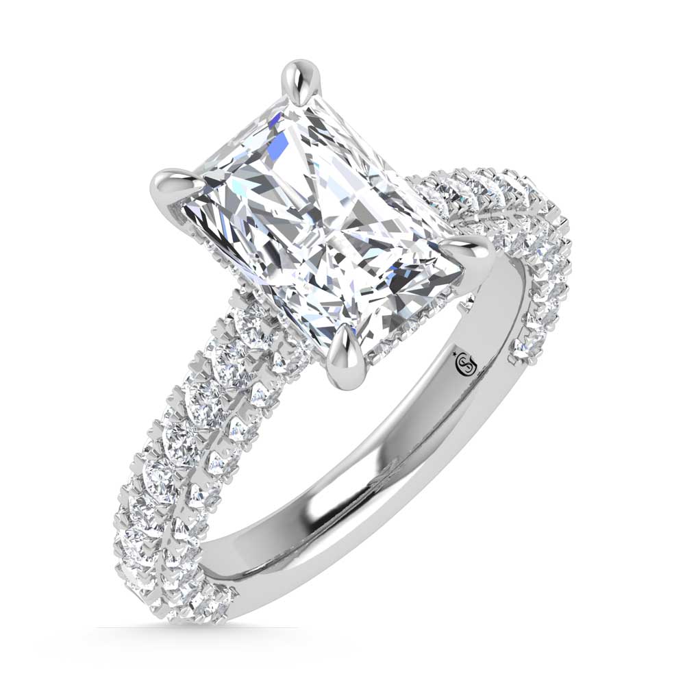 14K White Gold Lab Grown Diamond 4 1/5 Ct.Tw. Radiant Shape Engagement Ring (IGI Certified Center 3ct)
