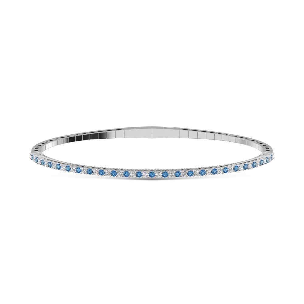 14K White Gold 1 Ct.Tw. Alternate white and Blue Lab Grown Diamond Bangle