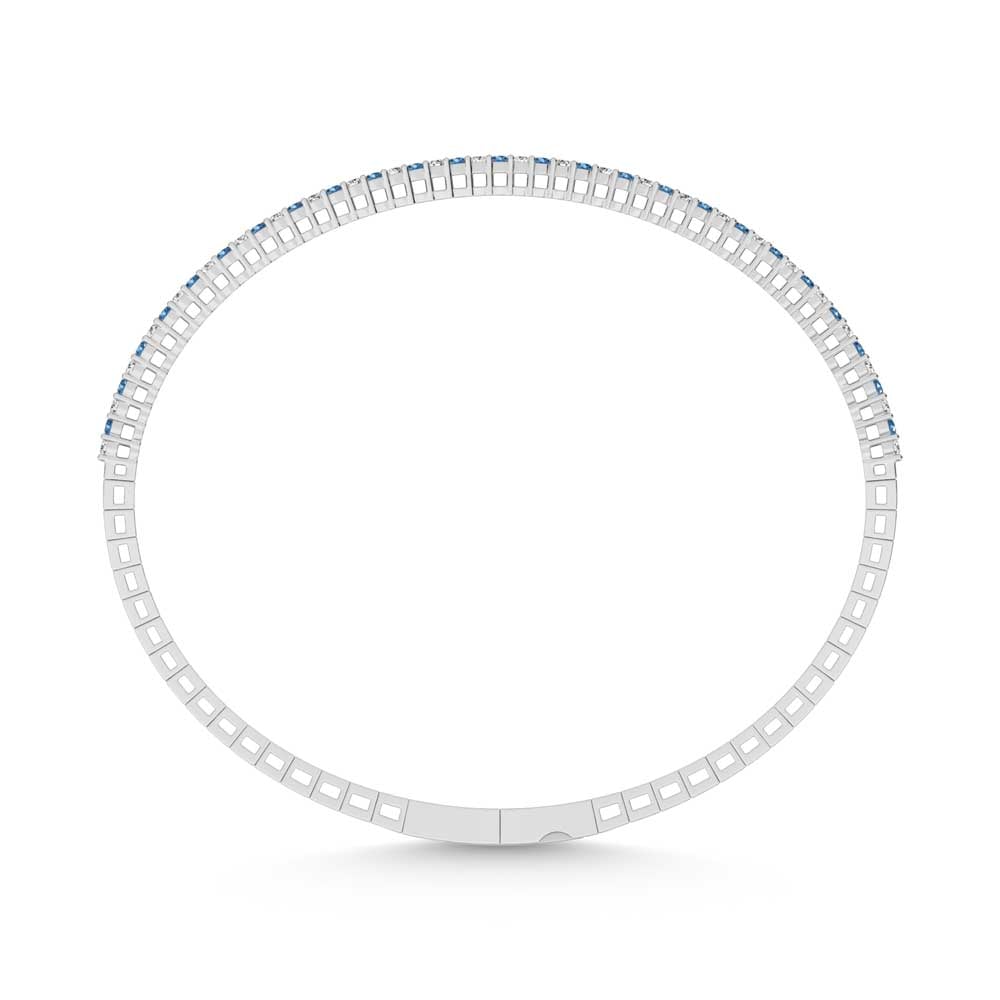 14K White Gold 1 Ct.Tw. Alternate white and Blue Lab Grown Diamond Bangle