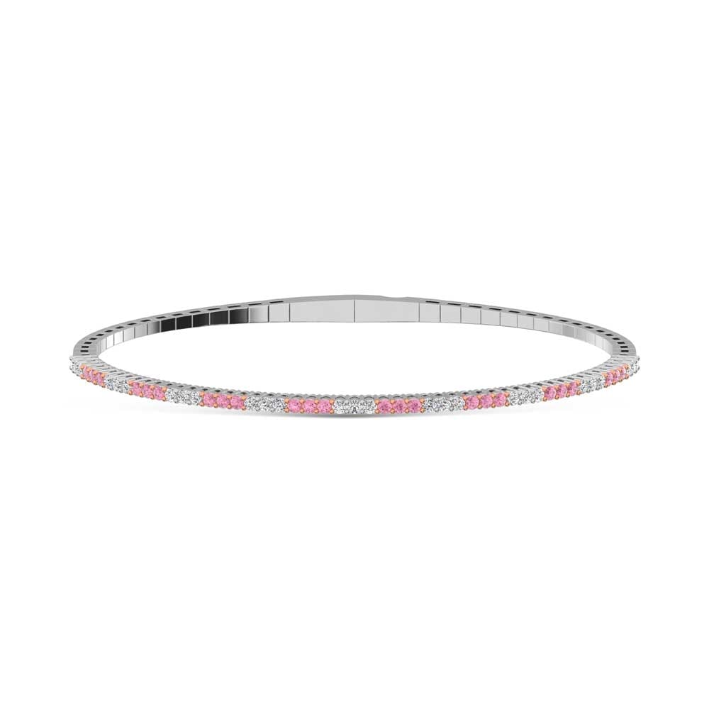 14K White Gold 1 Ct.Tw. Alternate 3 white and 3 Pink Lab Grown Diamond Bangle