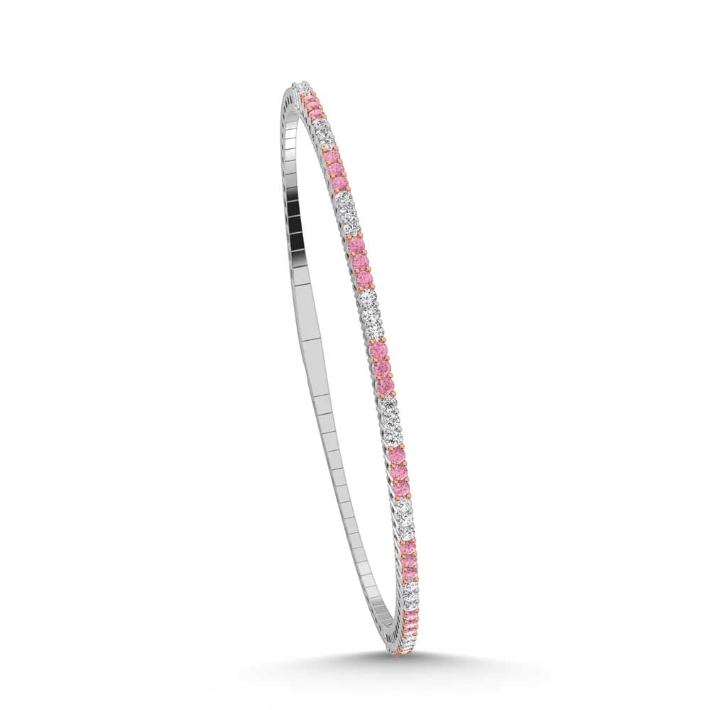 14K White Gold 1 Ct.Tw. Alternate 3 white and 3 Pink Lab Grown Diamond Bangle