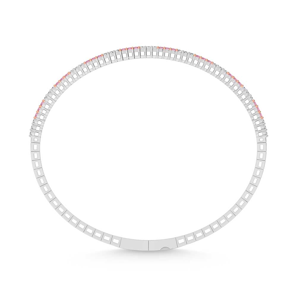 14K White Gold 1 Ct.Tw. Alternate 3 white and 3 Pink Lab Grown Diamond Bangle