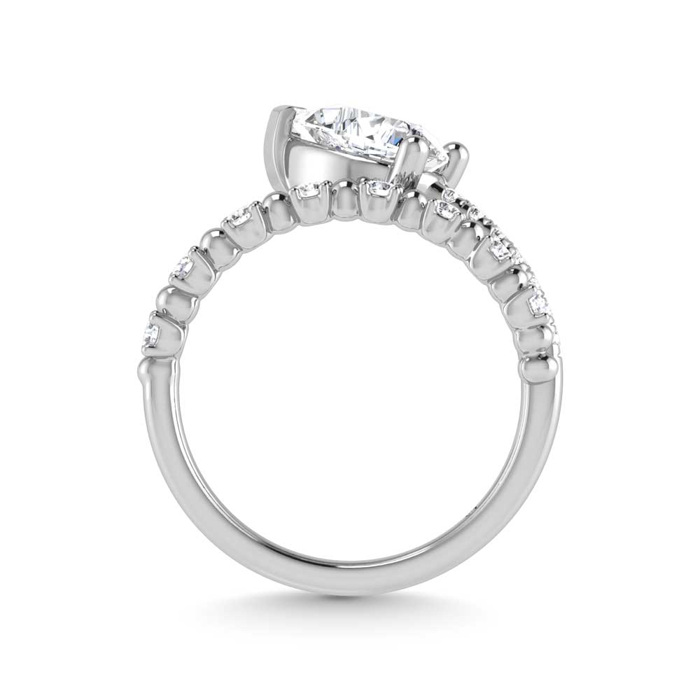 14K White Gold 1 1/4 Ct.Tw. Pear and Round Lab Grown Diamond Fashion Ring