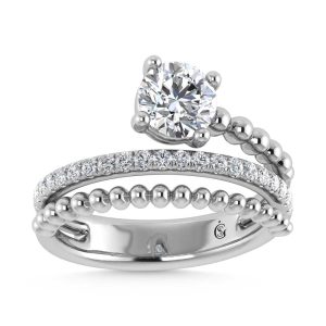 14K White Gold  1 1/4 Ct.Tw. Round Lab Grown Diamond Fashion Ring
