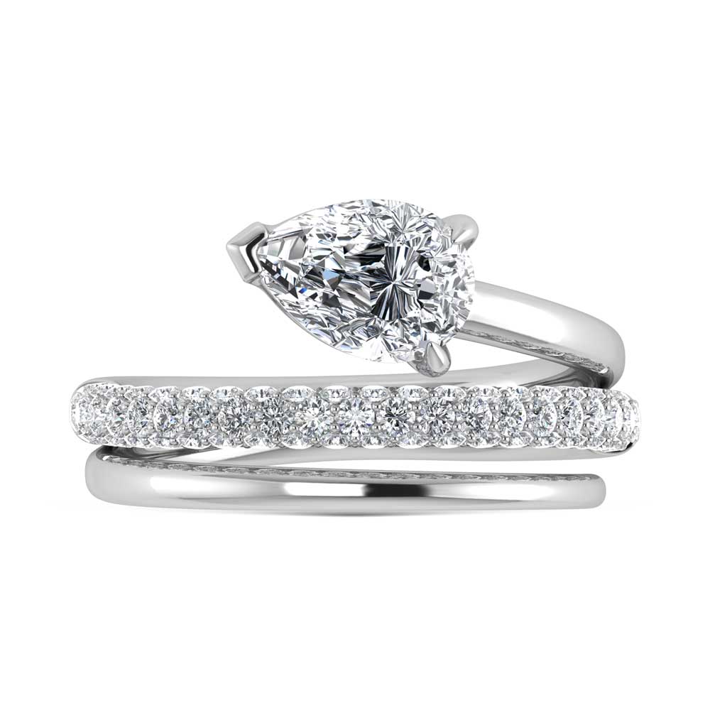 14K White Gold 1 5/8 Ct.Tw. Pear and Round Lab Grown Diamond Fashion Ring