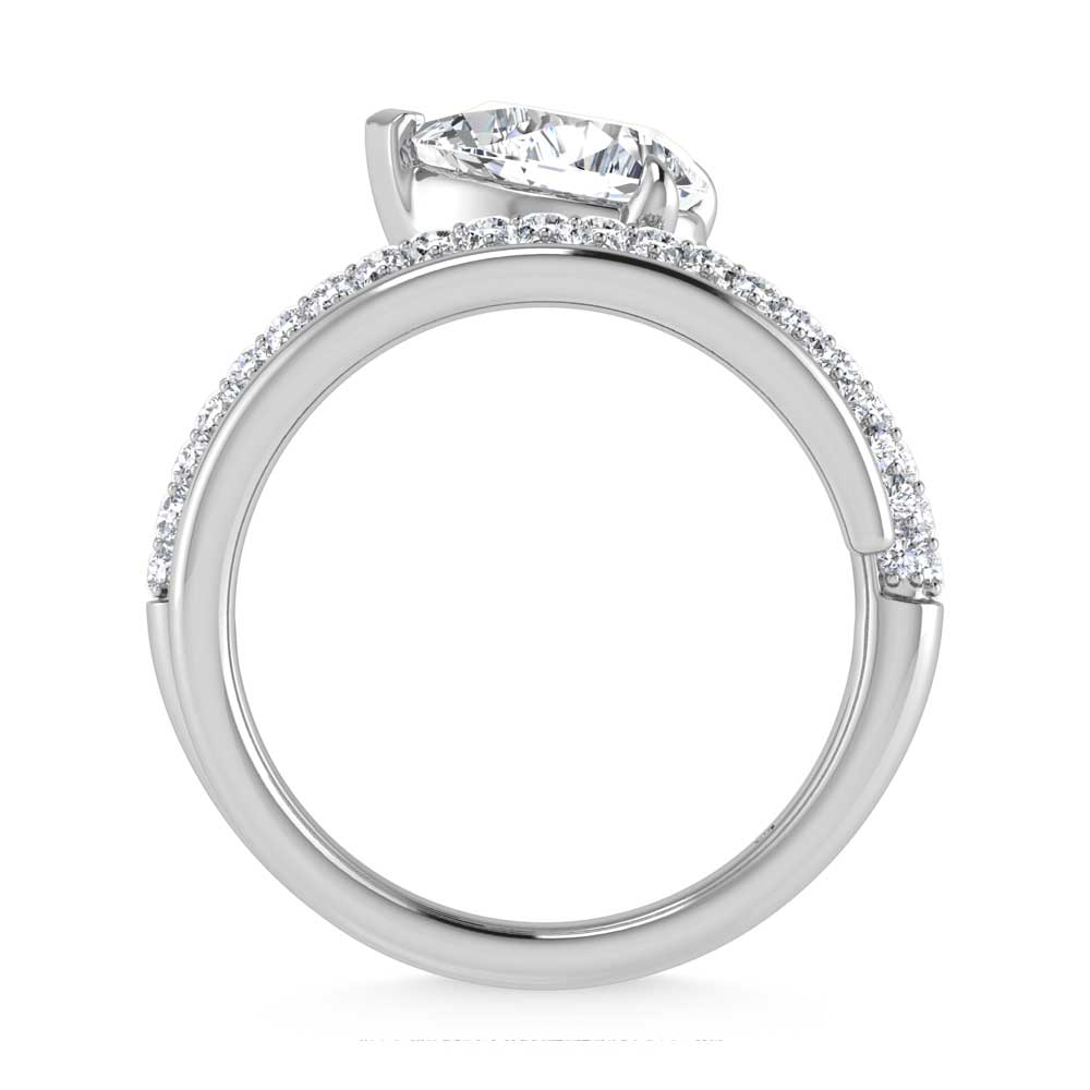 14K White Gold 1 5/8 Ct.Tw. Pear and Round Lab Grown Diamond Fashion Ring