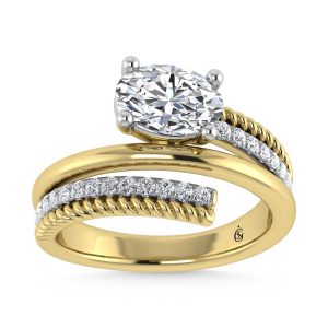 14K Yellow Gold  1 1/5 Ct.Tw. Oval and Round Lab Grown Diamond Fashion Ring