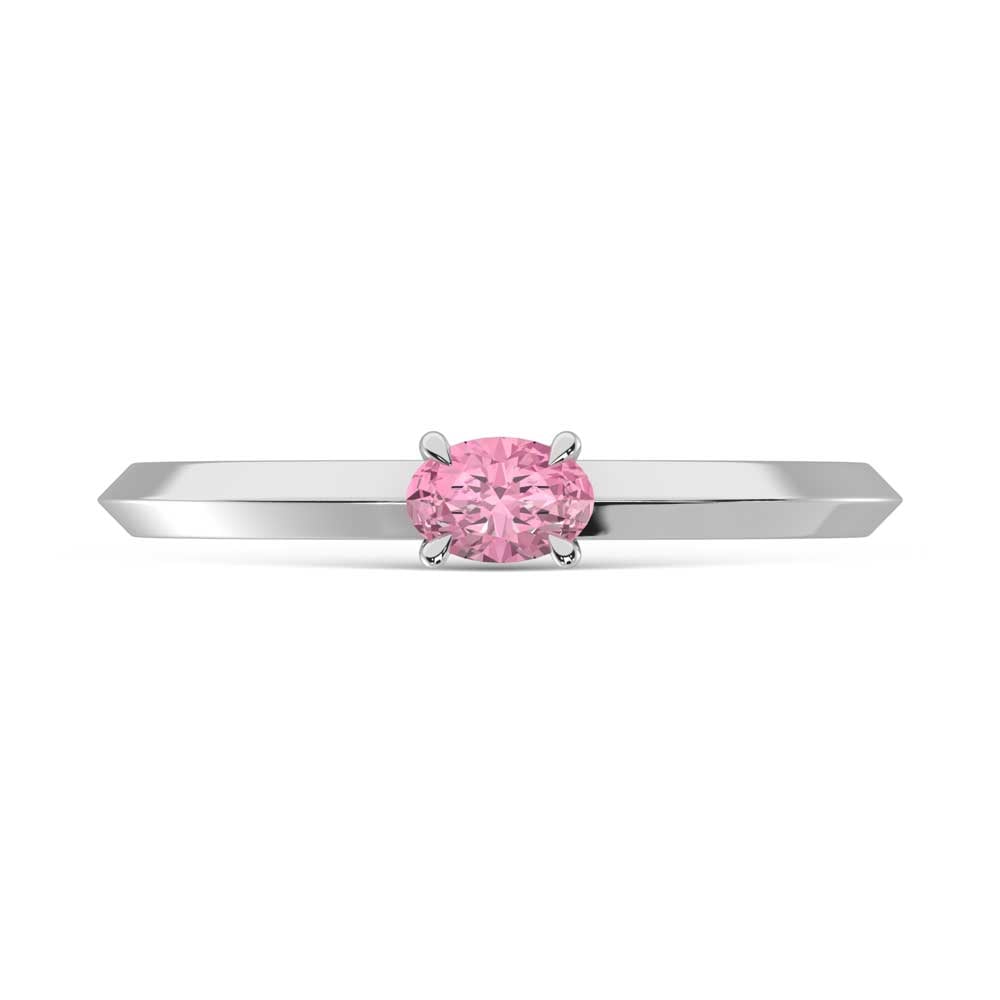 14K White Gold Oval Shape Pink Lab Grown Diamond 1/5 Ct.Tw. Ring
