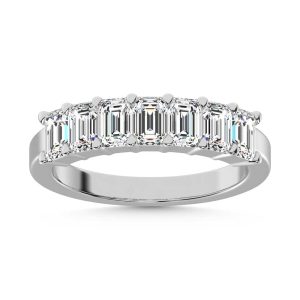 14K White Gold Lab Grown Diamond 1 5/8 Ct.Tw. Half Way Emerald Band