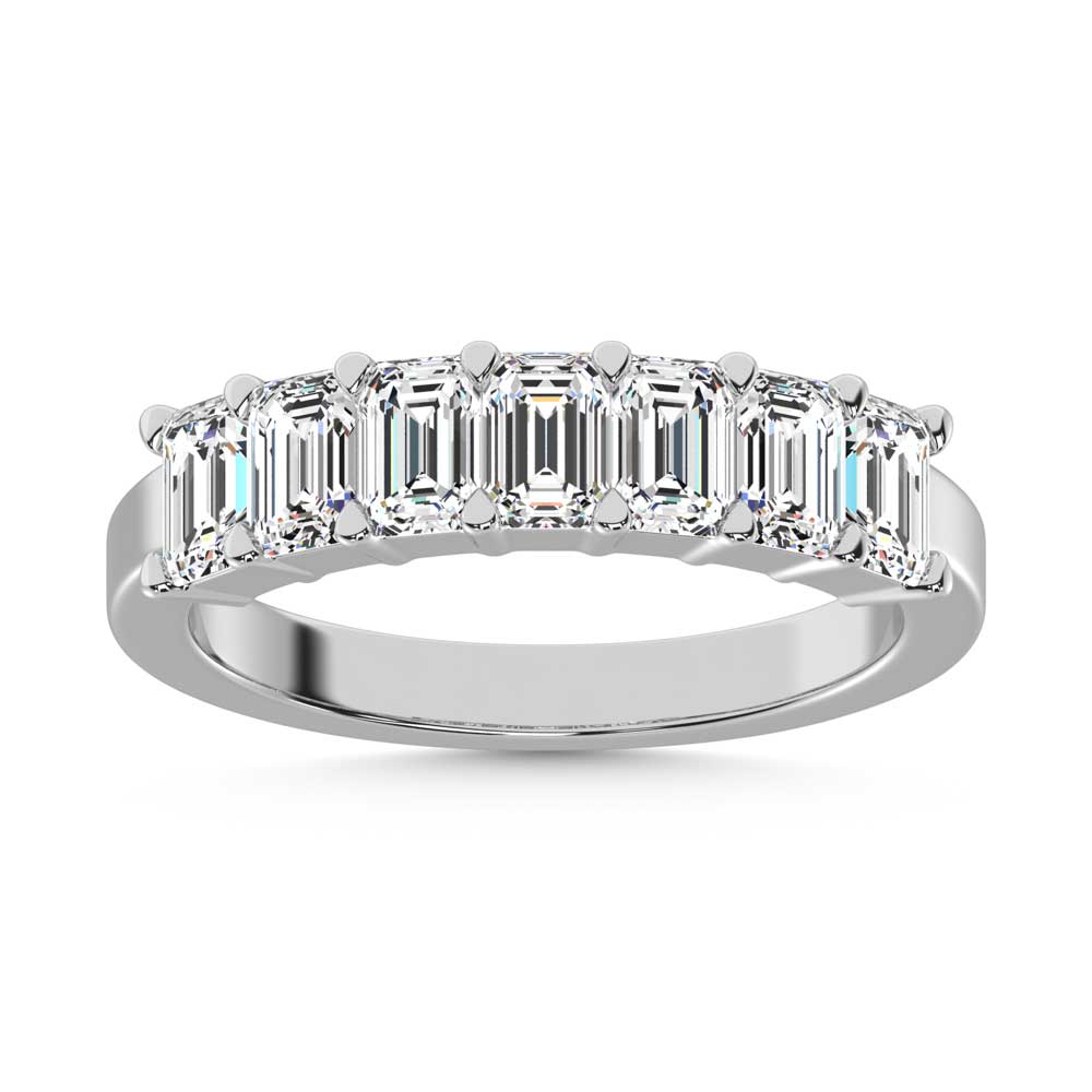 14K White Gold Lab Grown Diamond 1 5/8 Ct.Tw. Half Way Emerald Band
